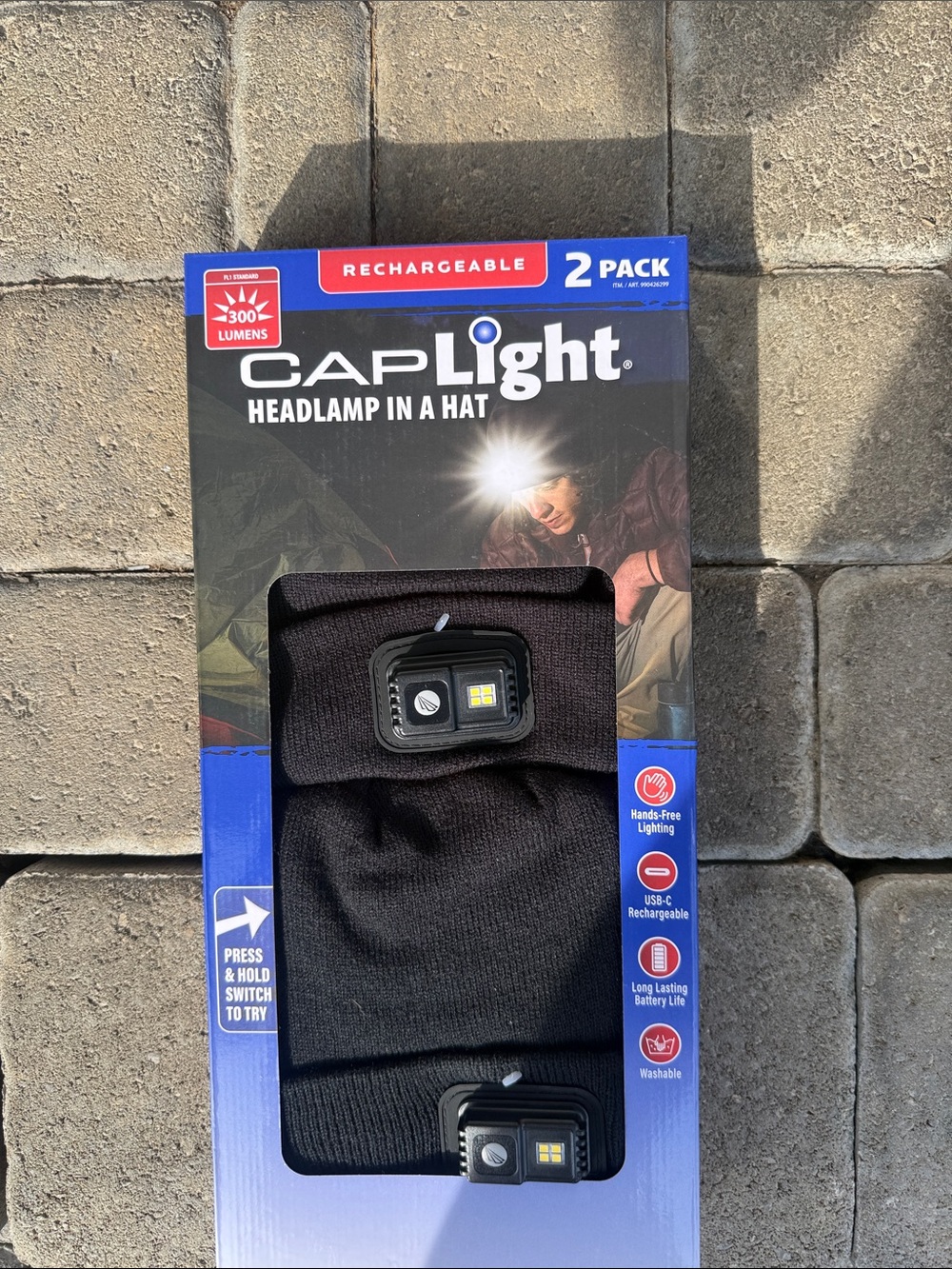 Rechargeable Black Headlamp Beanie - 2 Pack